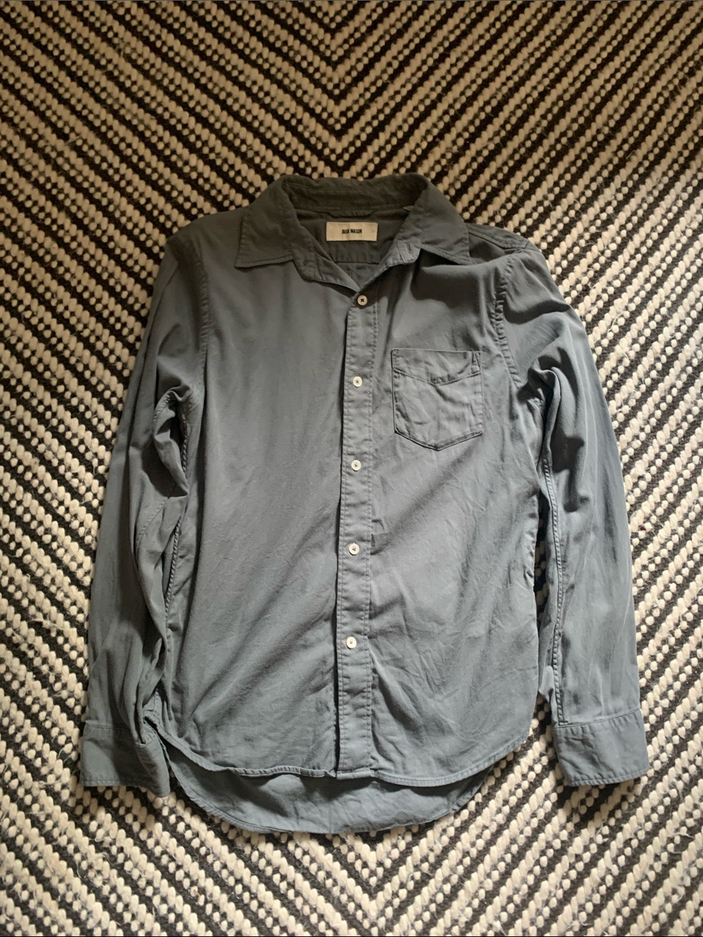 Buck Mason Slate-Blue Casual Button-Down Shirt | Size Small
